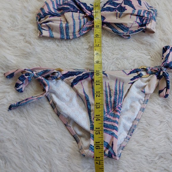 Victoria's Secret Women's Blue Tropical Leaf Strapless Bikini and Tankini Set S - Picture 4 of 7